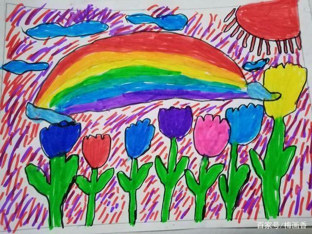 一年级娃的课堂画作:七彩世界(苏少版上册美术)