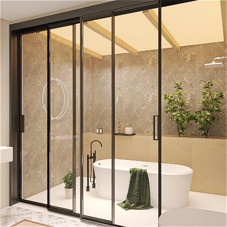 年轻人都喜欢的极简卫生间全景推拉门