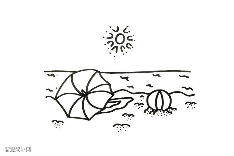 夏季海滩风景怎么画