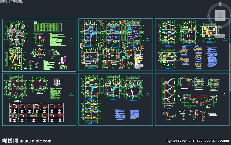 四层别墅梁配筋结构平面设计图图片