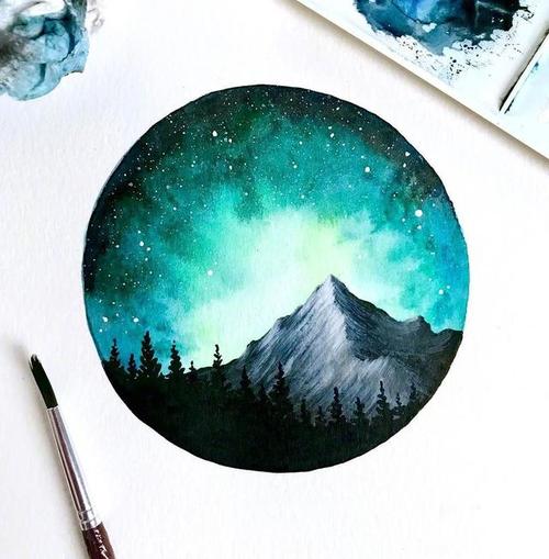 星空水彩画,创作来源于大自然,却美过大自然!