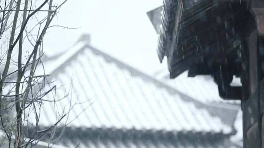 汉朝宫殿屋檐雪中国古代建筑下雪雪景_1920x1080_高清视频素材下载