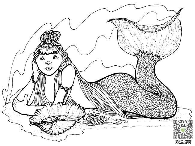 漂亮的美人鱼简笔画图片漂亮的美人鱼儿童绘画图集
