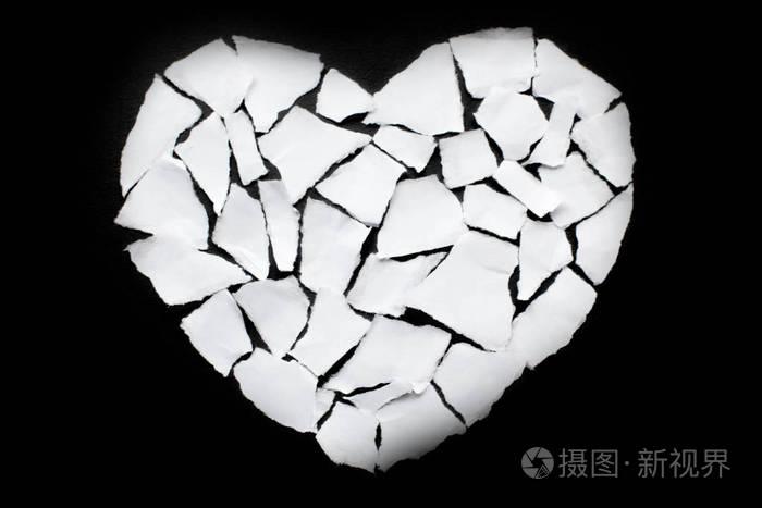 破碎的心分手概念分居和离婚图标白色