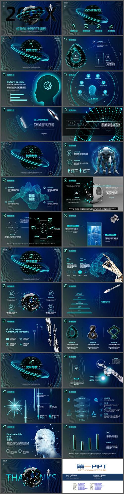 炫酷太空星球背景科技感ppt模板免费下载