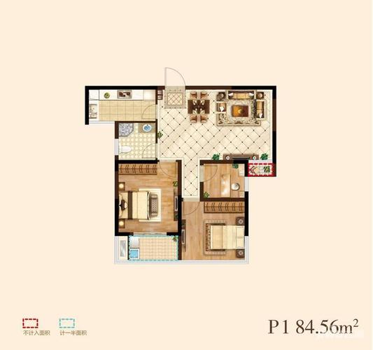 盐城怡和园幸福里84.56户型图_首付金额__84.56平米