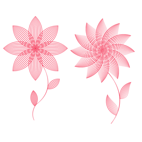 粉红线条荷花花瓣装饰矢量元素