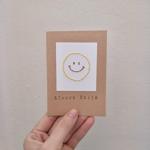 纸刺绣手工卡片 always smile 微笑先生手缝小卡 /万用卡 祝福卡 问候