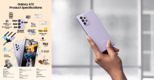 90hz刷新率显示屏和5000mah电池的三星galaxy a72正式上市