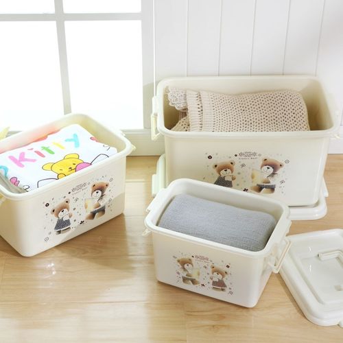 桌面可爱迷你透明长方形便携小号物品塑料整理收纳盒储物箱子有盖