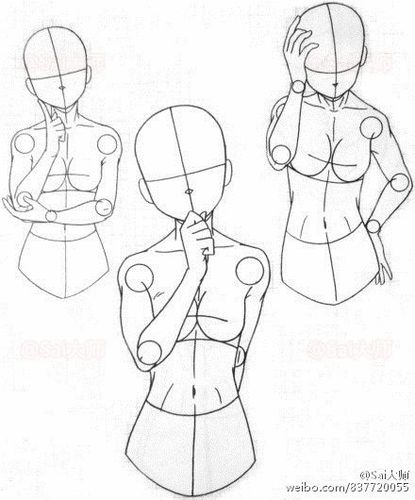 绘画学习# 【学人体】女性上半身动态框架】