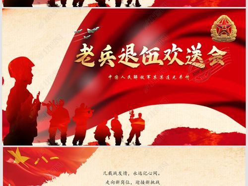 原创退伍军人军官老兵欢送会ppt模板战友聚会版权可商用