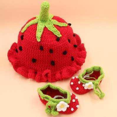 新款男女手工冬天保暖帽勾针宝宝鞋可钩毛线帽勾线织帽子女童钩织