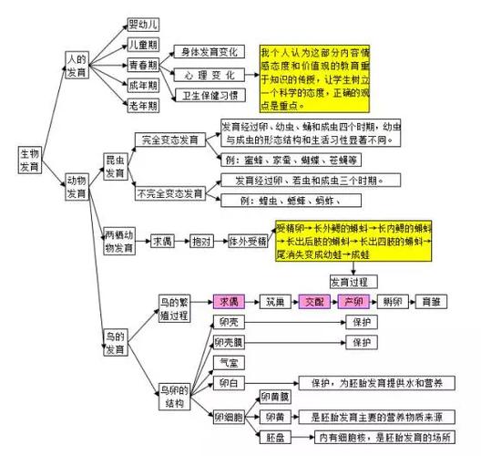 初中生物思维导图之生物的生殖,发育和遗传