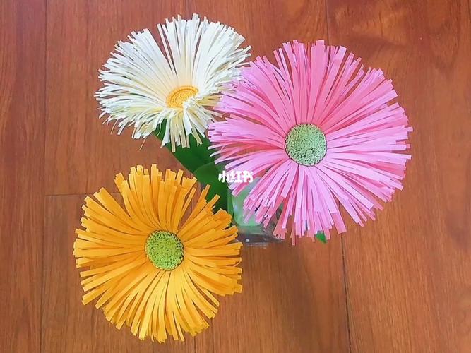 手工:艳丽多彩的纸菊花花束制作_手工制作_菊花_花束