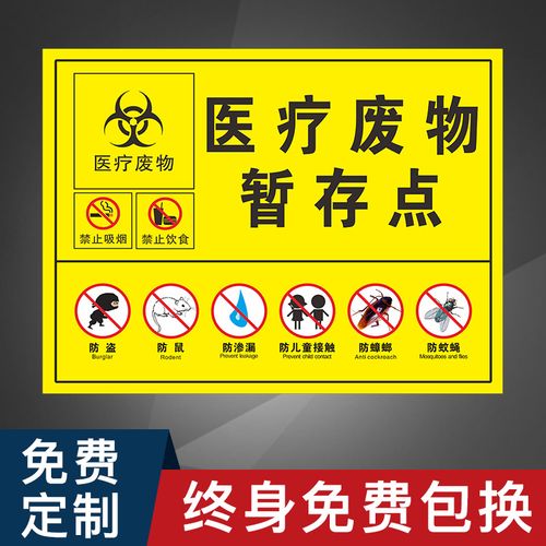 医疗废物暂存点标识标贴暂存处暂存间仓库警示警告提示牌垃圾标志贴