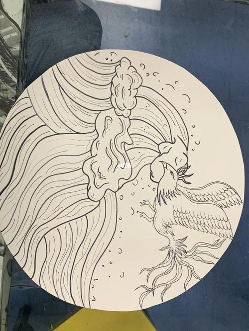 山海经精卫填海_山海经_上色_蜡笔_儿童画_临摹_线描画_人文_绘画