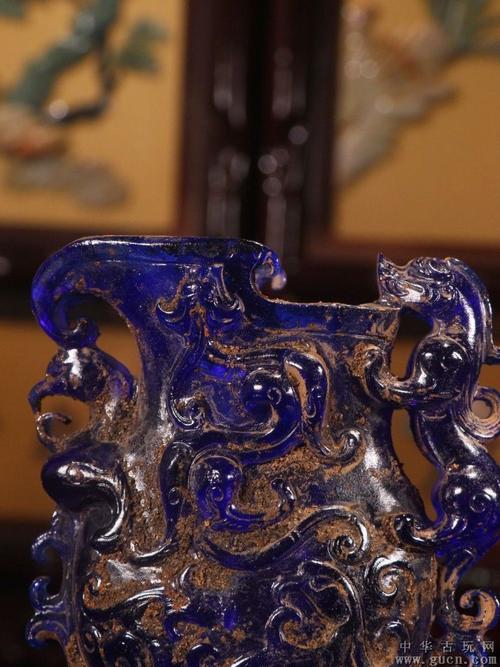 海外回流老琉璃『龙凤』爵杯