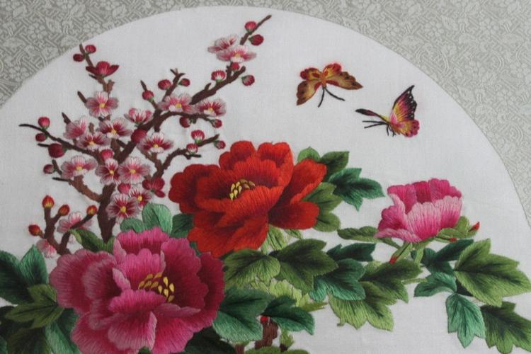 送老外 特色工艺品 苏绣结婚礼品 手工刺绣装饰画 汴绣写意牡丹