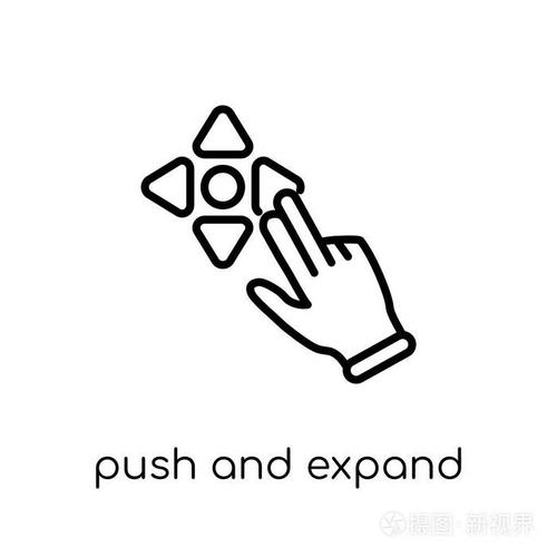 时尚现代平面线性矢量推和展开手势图标在白色背景上从细线手和客人