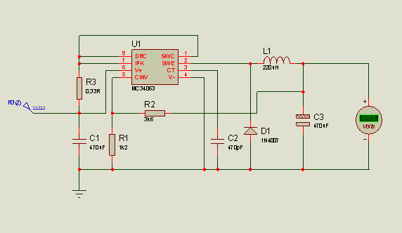 34063降压电路,5v输入输出3.7v,给钓鱼灯供电,空载电压3.