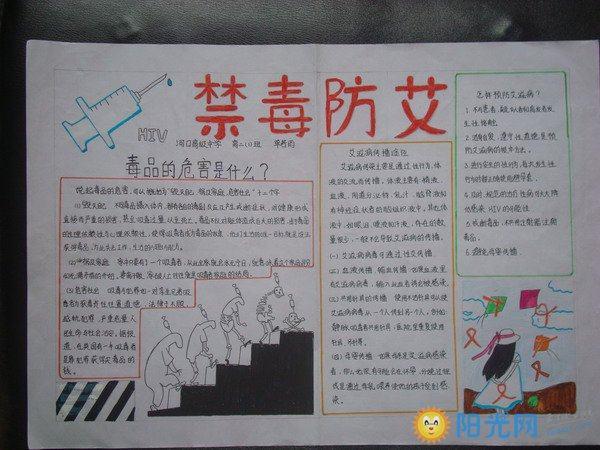 阳光大学生网 文学 作文小报 手抄报 禁毒手抄报 二年级简单禁毒手