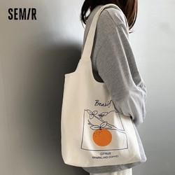 semir森马帆布包女单肩包包ins韩国文艺a4帆布袋大容量学生日系百搭