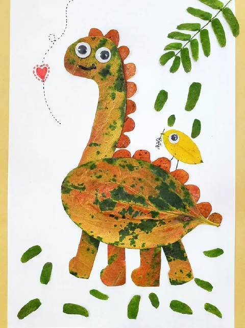 亲子手工#树叶还可以做恐龙,厉害吧~#育儿知识#秒懂创意的微博视频