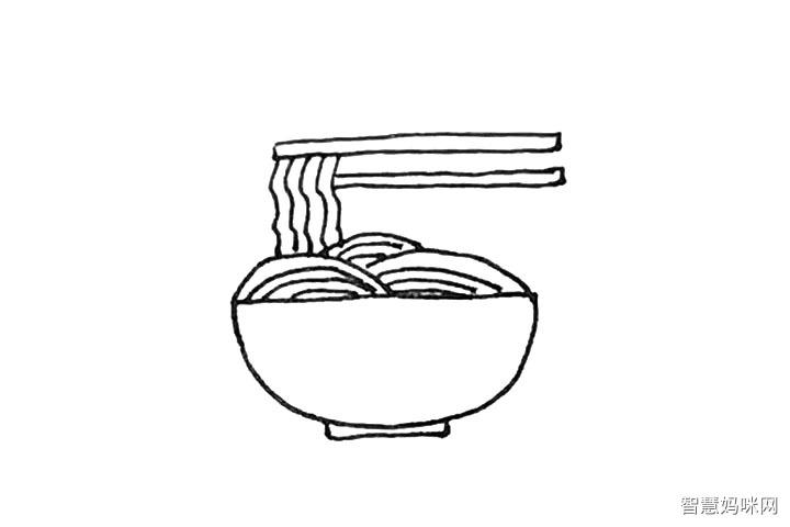 一碗面条简笔画画法步骤