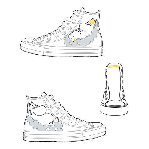 【moomin】ae16 (白鞋白带)-高筒帆布鞋 (男/女)