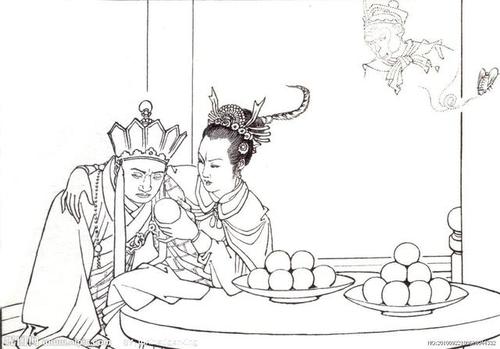 唐僧和女儿国国王黑白简笔画