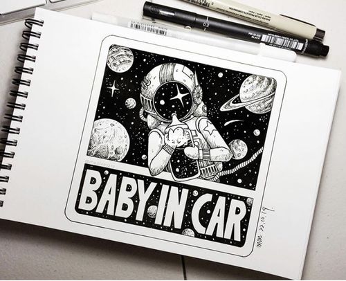 宇航员黑白装饰画分享_装饰画_宇航员_考研_设计_视觉