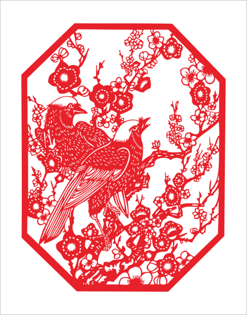 民间剪纸图案大全,花鸟艺术剪纸图案