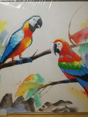 > 《写意水彩鹦鹉》手绘挂画