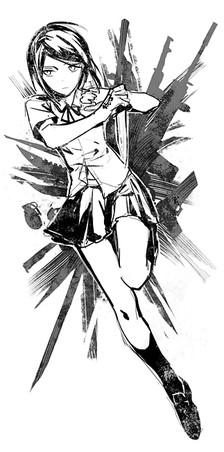 黑白 插画 壁纸 唯美 二次元 弹丸突破 动漫女头/侵删