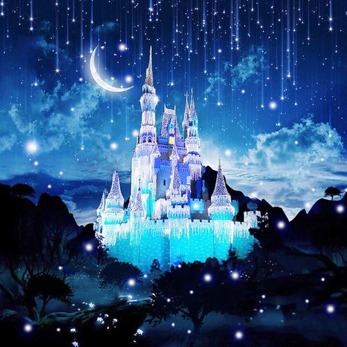 5d钻石绣十字绣外贸跨境货源批发夜景梦幻水晶城堡闪耀风景钻石画