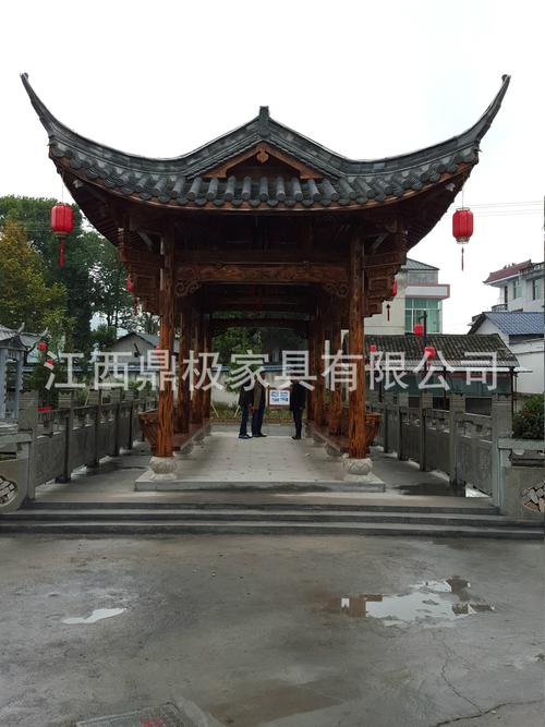 古建盖瓦长廊水榭廊桥实木仿古游廊亭廊风雨廊桥