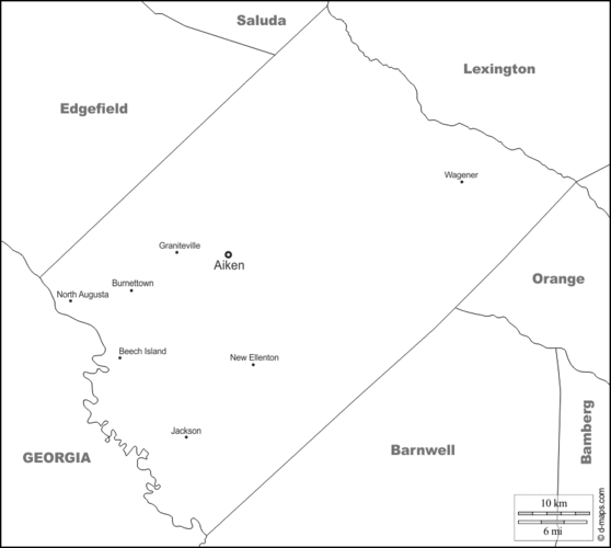 艾肯县 : 免费地图, 免费的空白地图, 免费的轮廓地图, 免费基地地图