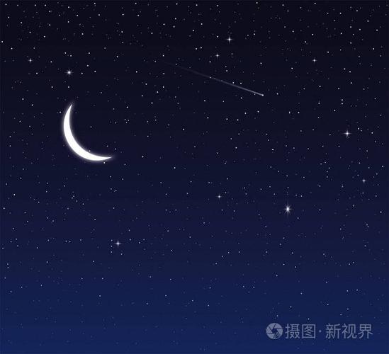 夜空有月亮和星星. 矢量插图