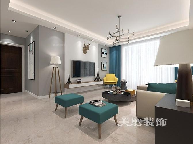 三室一厅北欧风格客厅电视背景墙