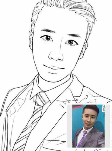 真人头像照片转手绘人物画像人像黑白定制漫画卡通画像线稿个性