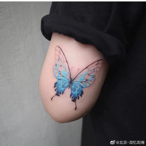 今日纹身图案分享  经典的蝴蝶纹身  #北京周忆刺青##女生纹身##蝴蝶