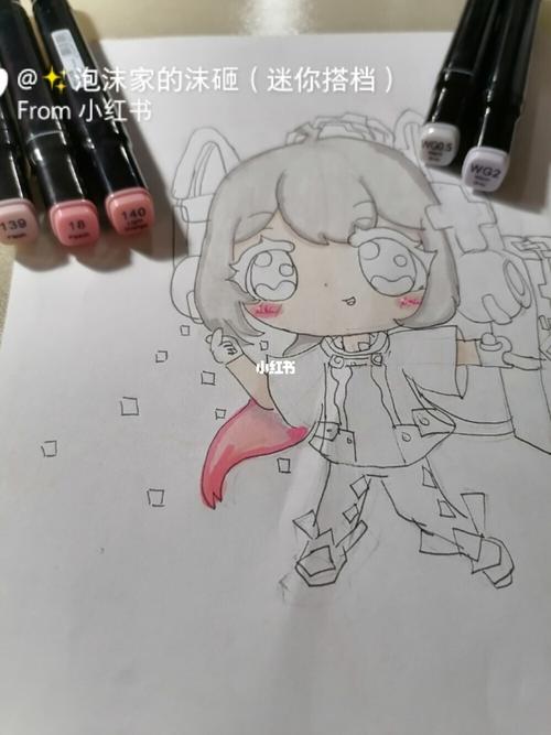 喵小糖原创q版人物马克笔上色_迷你_上色_马克笔_手绘_迷你世界手绘