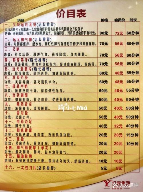 郑远元专业修脚房(龙华二横路店)价目表图片