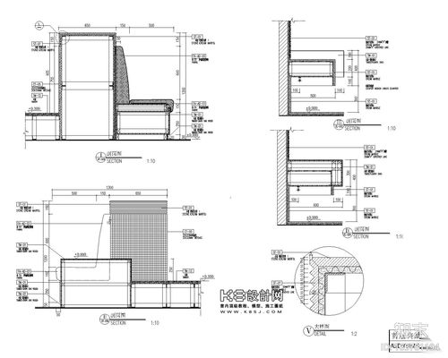 酒店沙发卡座节点详图施工图下载