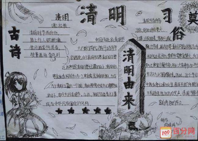 六年级清明节手抄报图片设计