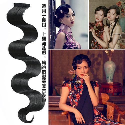 民国旧上海风情旗袍假发怀旧舞台表演假发波浪短卷发刘海片假发女