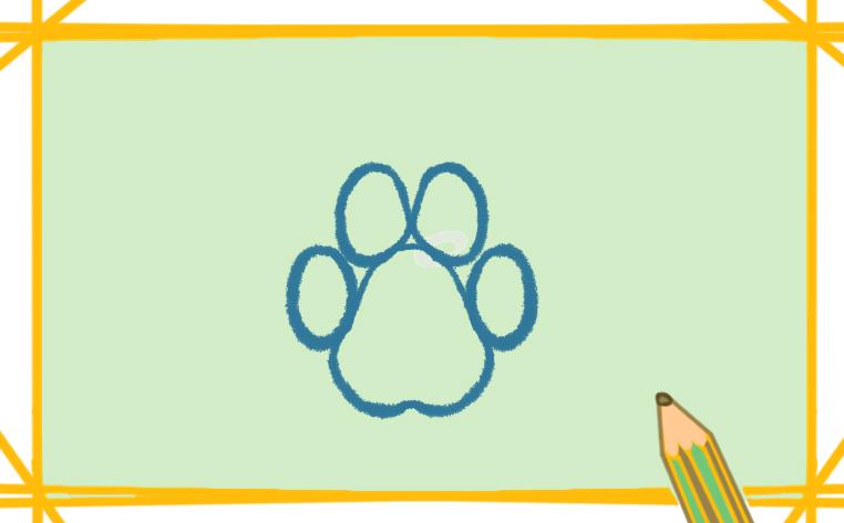 可爱的狗爪印简笔画带颜色教程