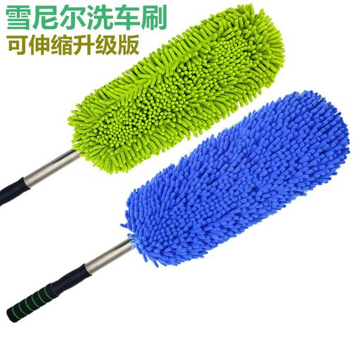 神器软毛清洗多功能专用工具长柄伸缩刷车刷子蓝色雪尼尔洗车刷方格箱