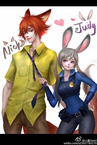 疯狂动物城#兔子 朱迪#狐狸 尼克#nick&judy#拟人 @小柔seeu【侵删】